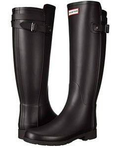 Hunter Refined Wellington Tall Strap Black Boots